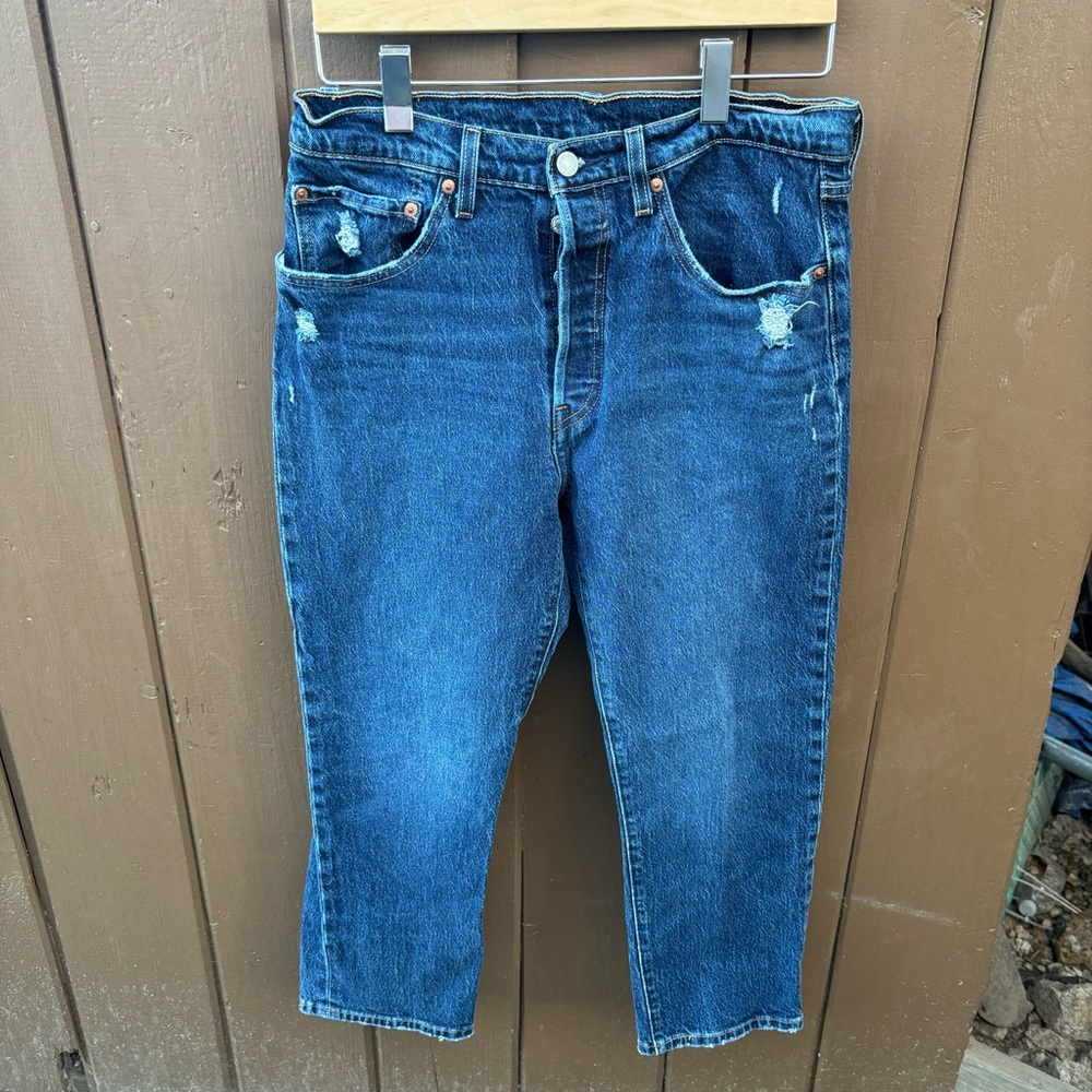 LEVIS 501XX Jeans Womens Size 31x25 Dark Wash Button Fly Straight Leg Denim